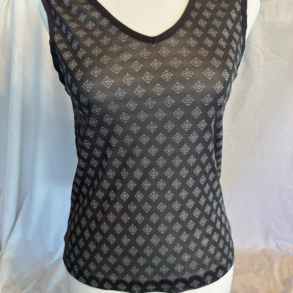 The Limited Black Sheer Patterned Tank Top